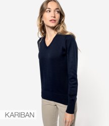 KB966 Kariban Ladies Cotton Acrylic V Neck Sweater