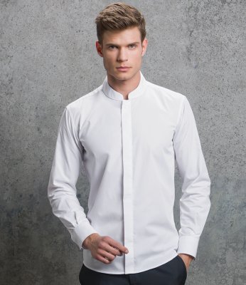 Kustom Kit Long Sleeve Mandarin Collar Shirt