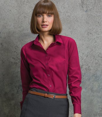 Kustom Kit Ladies Long Sleeve Tailored Poplin Shirt