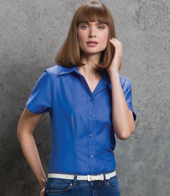 Kustom Kit Ladies Short Sleeve Workwear Oxford Shirt