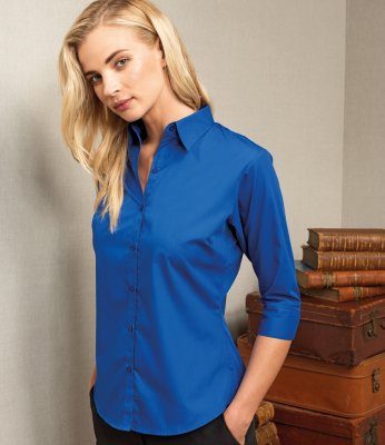Premier Ladies 3/4 Sleeve Poplin Shirt